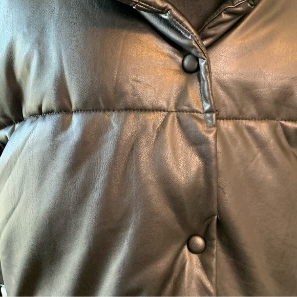 AVEC LES FILLES Black Faux Leather Puffer Jacket Size XL - Picture 9 of 14